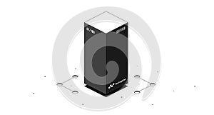 Rectangular prism mathematical figure. Black and white isometric 3d illustration isolated on white background. Vector design