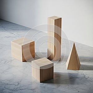 A rectangular prism and a triangular pyramid are arranged on