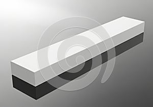 Rectangular prism with white top and dark base isolated on white background