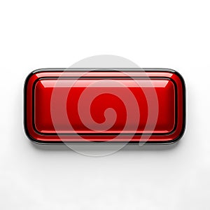 Rectangular red metallic baking dish isolated on white background