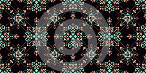 Rectangular seamless Bandana Print vector design for rug, carpet, tapis, shawl, towel, textile, yoga mat. Neck scarf or