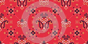 Rectangular seamless Bandana Print vector design for rug, carpet, tapis, shawl, towel, textile, yoga mat. Neck scarf or