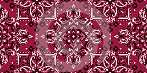 Rectangular seamless Bandana Print vector design for rug, carpet, tapis, shawl, towel, textile, yoga mat. Neck scarf or