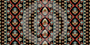 Rectangular seamless Boho Print vector design for rug, carpet, tapis, shawl, towel, textile, yoga mat. Neck scarf or kerchief