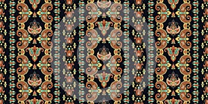 Rectangular seamless Boho Print vector design for rug, carpet, tapis, shawl, towel, textile, yoga mat. Neck scarf or kerchief