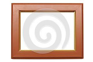 A rectangular shaped photo frame with edges of made of wood.