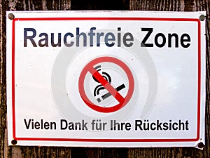 Smoke Free Zone Sign