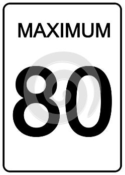 Maximum 80 Speed Sign rectangular shape