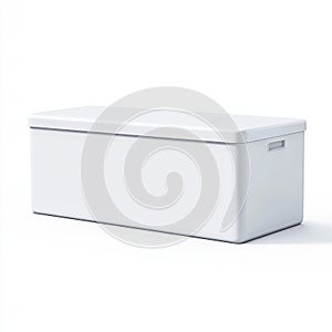 Rectangular Storage Box with Lid Isolated on White Background