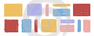 rectangular texture shapes rough edges set. graphic element borders and frames