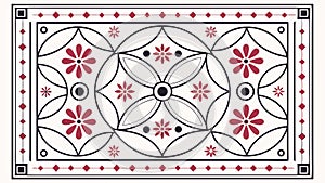 Rectangular Tile with Floral Star Pattern, vector design Generative AI