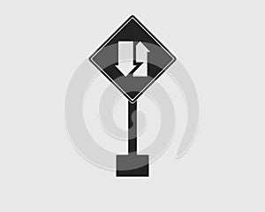 Rectangular Two way street sign icon with gray Background.