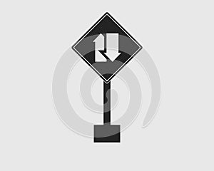 Rectangular Two way street sign icon with gray Background.