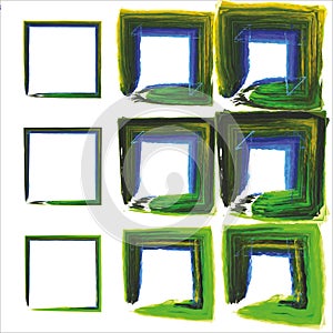 Rectangular vector frame. black square shape borders. Set of design elements.