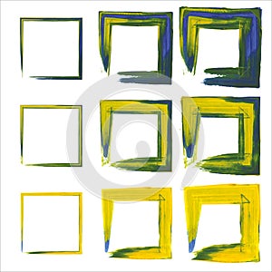 Rectangular vector frame. black square shape borders. Vector borders grunge template set.