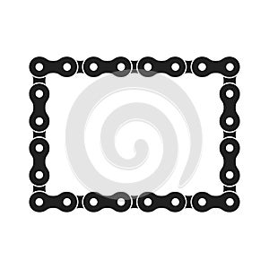 Rectangular Vector Frame Made of Bike or Bicycle Chain. Monochrome Black Bike Chain. Bike Chain Square Frame