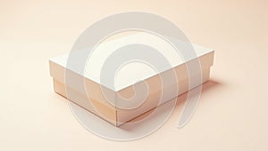 Rectangular white box packaging mockup on pastel background