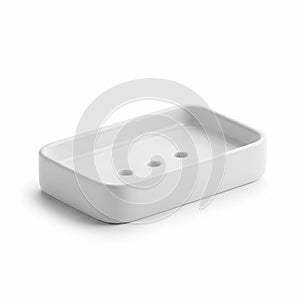 Rectangular white soap dish with a simple design, featuring rounded edges and three