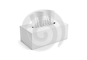 White tissue box with tissues isolated on white background