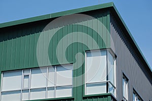 Rectangular windows on bi-color building facades