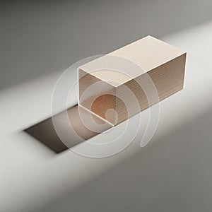 A rectangular wooden block is positioned
