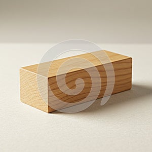 Rectangular wooden block with smooth surface and visible grain pattern. Positioned o