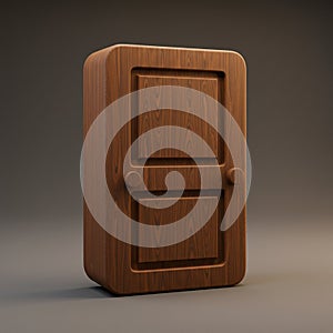 Rectangular wooden cabinet with rounded corners and a smooth finish. Features two