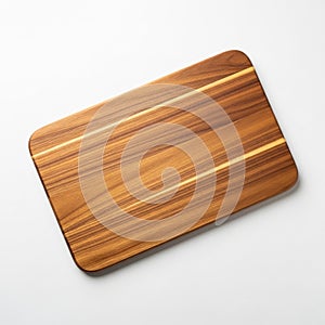 Rectangular wooden cutting board with rounded edges on a white background. The