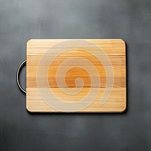 Rectangular wooden cutting board with smooth, light brown surface featuring distinct