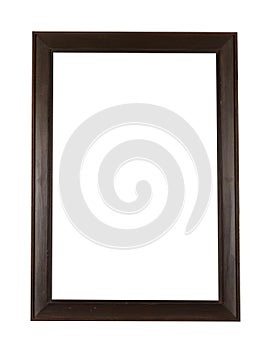 Rectangular wooden frame for painting or picture isolated on a white background