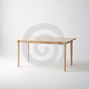 Wooden table isolated on white background. 3d render illustration front view