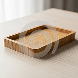 By natural light from a nearby window enhancing the wood s texture