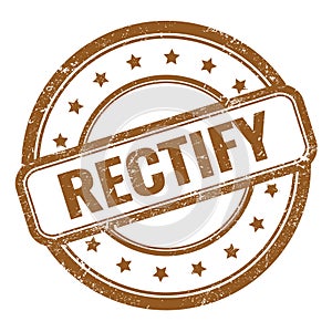 RECTIFY text on brown grungy vintage round stamp
