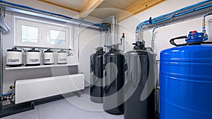 recuperation system installation, modern interior .