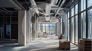 recuperation system installation, modern interior .