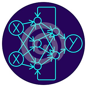 Recurrent Neural Network RNN vector icon