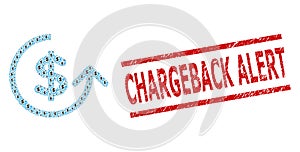 Chargeback Recursion Collage of Chargeback Icons and Textured Chargeback Alert Seal Stamp photo