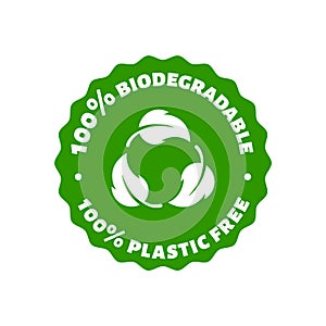 Recyclable biodegradable compostable circle green inons. Vector eco bio logos