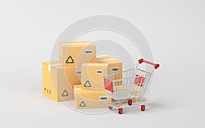 Recyclable boxes and logistics transportation, 3d rendering