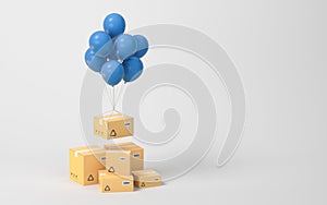 Recyclable boxes and logistics transportation, 3d rendering