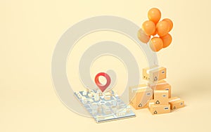 Recyclable boxes and logistics transportation, 3d rendering