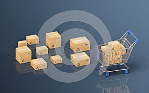 Recyclable boxes and logistics transportation, 3d rendering