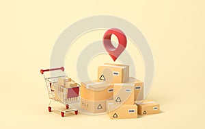 Recyclable boxes and logistics transportation, 3d rendering