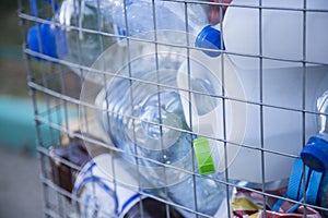 Recyclable garbage of glass and plastic bottles
