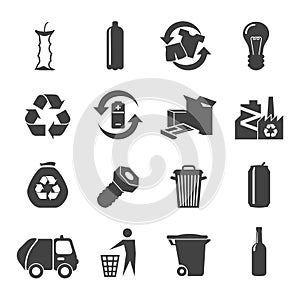 Recyclable Materials Icons Set