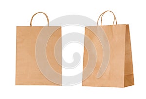 Recyclable paper bags isolated on white