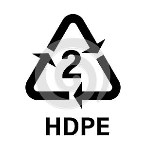 Recyclable plastic PEHD or HDPE Simple icon on product packaging and box