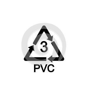 Recyclable plastic. Polyvinyl chloride. Vector illustration. Flat photo