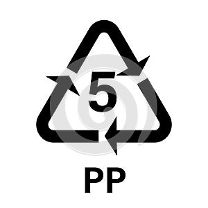 Recyclable plastic PP Simple icon on product packaging and box