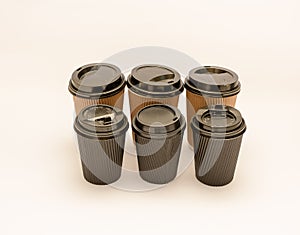 Recyclable take out coffee or tea cups with lids